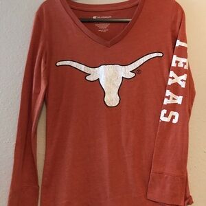 Colosseum Women's Texas Longhorns V-Neck Long Sleeve Tee in Burnt Orange